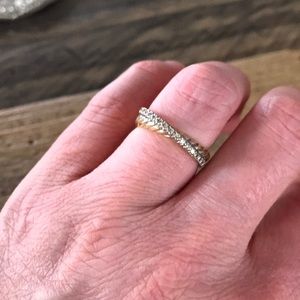 David Yurman 18k diamond gold crossover ring